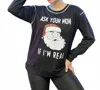 Sew In Love Women's Ask Your Mom Santa Pullover In Black In Black