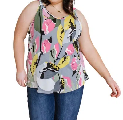 Sew In Love Work Of Art Floral Tank In Grey