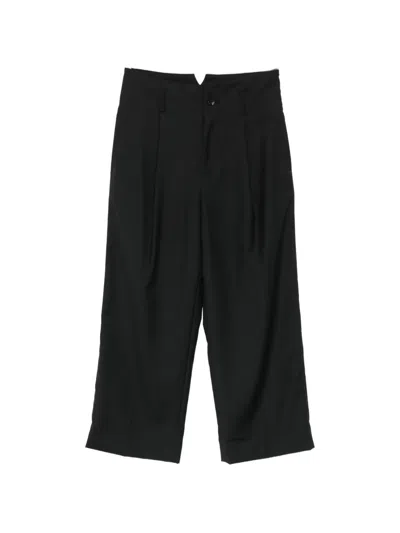 Sewmod Pleated Logo-detail Trousers In Black