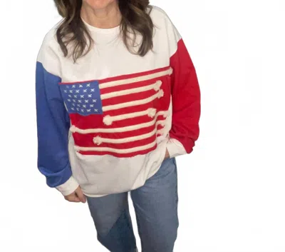 Sewn And Seen American Flag Sweatshirt In Multicolor
