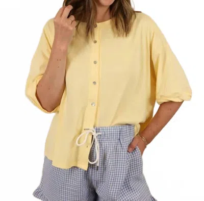 Sewn And Seen Oversized Button Front Top In Yellow