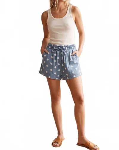 Sewn And Seen Polka Dot Denim Shorts In Light Wash In Multi