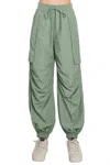 Sewn And Seen Ruched Cargo Pants In Sage In Multi