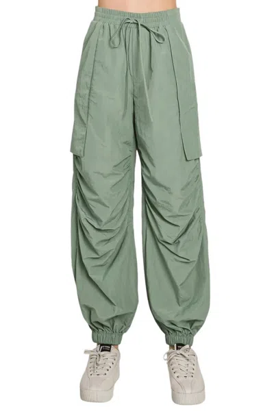 Sewn And Seen Ruched Cargo Pants In Sage In Multi