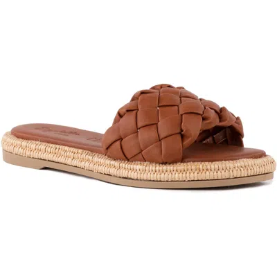 Seychelles Bellissima Womens Faux Leather Woven Slide Sandals In Brown