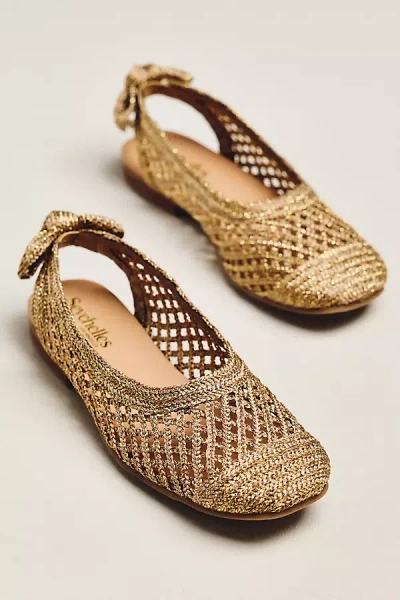 Seychelles Birdie Ankle-tie Slingback Flats In Gold