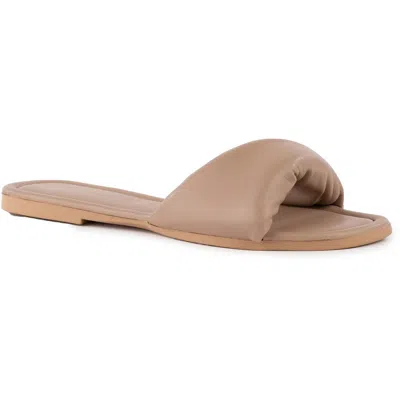 Seychelles Breath Of Fresh Air Womens Criss-cross Faux Leather Slide Sandals In Beige