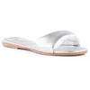 Seychelles Breath Of Fresh Air Womens Criss-cross Faux Leather Slide Sandals In Silver