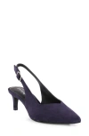 Seychelles Candlelight Slingback Pointed Toe Kitten Heel Pump In Navy