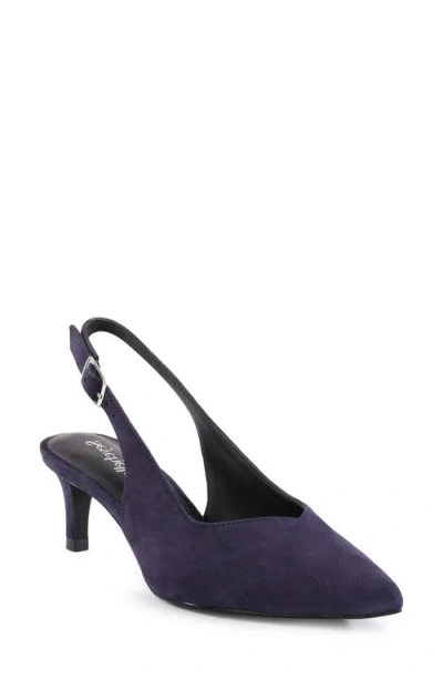 Seychelles Candlelight Slingback Pointed Toe Kitten Heel Pump In Navy