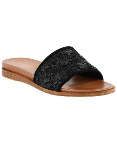 Seychelles Dakota Raffia & Leather Slide In Black