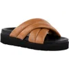 Seychelles Driving Force Womens Criss-cross Leather Slide Sandals In Brown