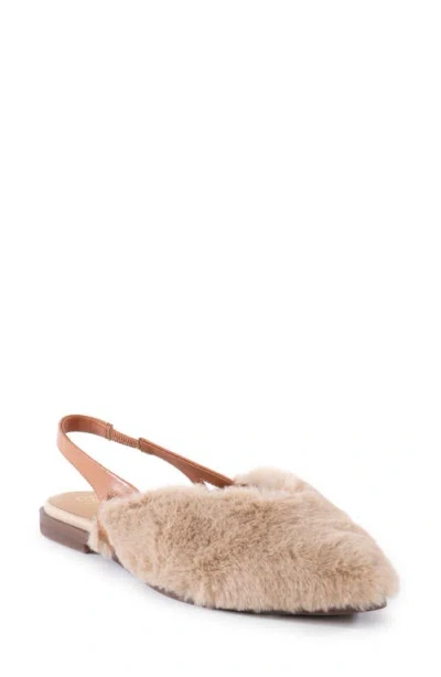 Seychelles Faux Shearling Pointed Toe Slingback Flat In Natural Faux Fur
