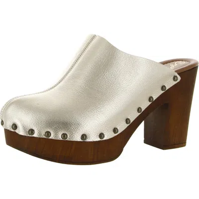 Seychelles Go All Out Womens Leather Slip On Clogs In Platinum