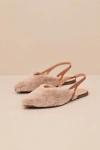 Seychelles Good Girl Natural Faux Fur Pointed-toe Slingback Flats In Beige