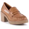 Seychelles High Tea Womens Block Heel Leather Loafer Heels In Brown