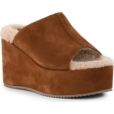 Seychelles Iconic Moment Leather Wedge Slide Sandal In Brown