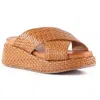 Seychelles Key West Womens Woven Leather Wedge Sandals In Tan