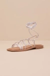 Seychelles Lilac Ii Silver Metallic Leather Ankle Wrap Sandals In Purple