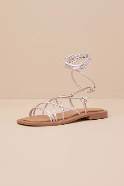 Seychelles Lilac Ii Silver Metallic Leather Ankle Wrap Sandals In Purple