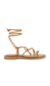 Seychelles Lilac Tan Leather Lace-up Flat Sandals In 棕黄色