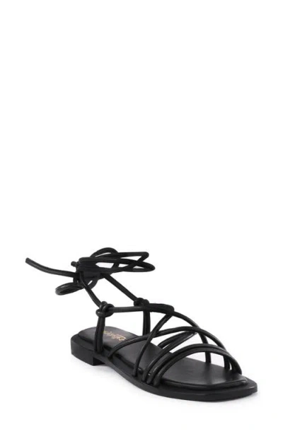 Seychelles Lilac Two Ankle Wrap Sandal In Black