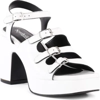 Seychelles Loosen Buckled Up Sandal In White Leather
