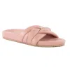 Seychelles Low Key Glow Up Womens Criss-cross Leather Slide Sandals In Pink