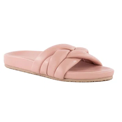 Seychelles Low Key Glow Up Womens Criss-cross Leather Slide Sandals In Pink