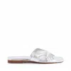 Seychelles Madhu Silver Metallic Leather Flat Slide Sandals In Silver