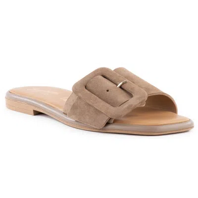 Seychelles Manhattan Womens Leather Slip On Slide Sandals In Taupe