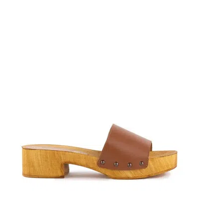 Seychelles Marine Layer Slide Womens Size 6 Cognac Leather Slip On Sandal Khd816 In Brown