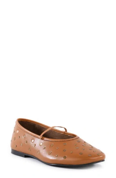 Seychelles Neon Moon Stud Mary Jane Flat In Tan