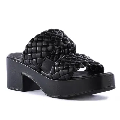 Seychelles Novelty Womens Leather Woven Heel Sandals In Black