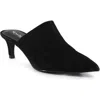 Seychelles Obsession Pointed Toe Kitten Heel Mule In Black Suede