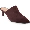 Seychelles Obsession Pointed Toe Kitten Heel Mule In Dark Brown Suede