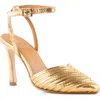 Seychelles Onto The Next Ankle Strap Pointed Toe Pump In Gold