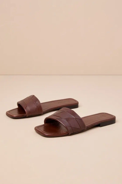 Seychelles Portland Brown Leather Woven Slide Sandals