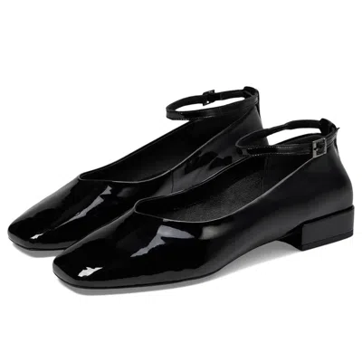 SEYCHELLES PUMPKIN FLATS WOMEN'S BLACK PATENT LEATHER ANKLE STRAP HTAT1129