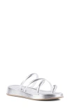 Seychelles Rule The World Womens Faux Leather Criss-cross Slide Sandals In Silver