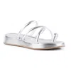 Seychelles Rule The World Womens Faux Leather Criss-cross Slide Sandals In Silver
