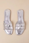 Seychelles Shades Of Cool Silver Metallic Knotted Flat Slide Sandals