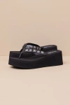 Seychelles Skyscraper Black Studded Platform Thong Sandals