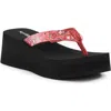 Seychelles Skyscraper Red Bandana Flatform Thong Sandals In Red