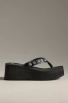 Seychelles Skyscraper Black Studded Platform Thong Sandals In Black