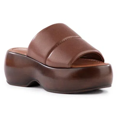 Seychelles Sorry 'bout It Womens Leather Peep-toe Platform Sandals In Brown