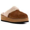 Seychelles Steady Womens Faux Fur Suede Mules In Brown