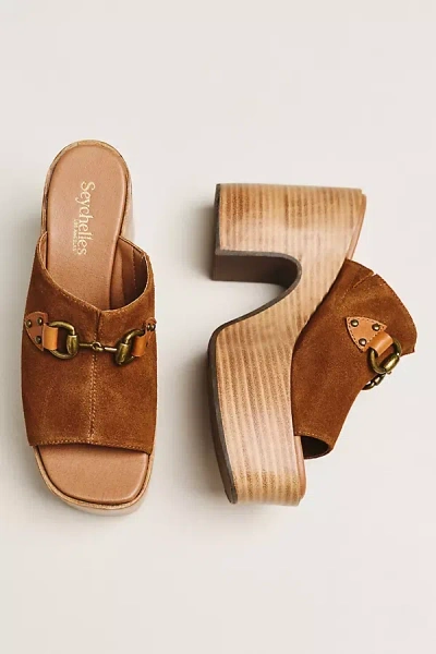 Seychelles Take The Lead Horsebit Platform Slide Heels In Brown