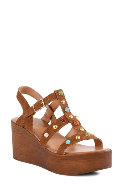 Seychelles Ticket To Ride Slingback Platform Wedge Sandal In Brown