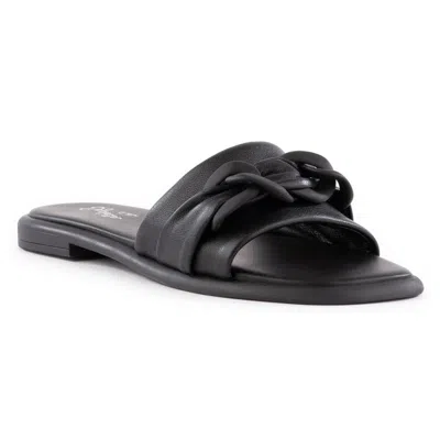 Seychelles Tulum Womens Chain Leather Slide Sandals In Black